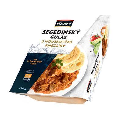 HOTOVÉ JEDLO GULÁŠ SEGEDÍNSKY, ŽEMĽOVÁ KNEDĽA 450g HAMÉ