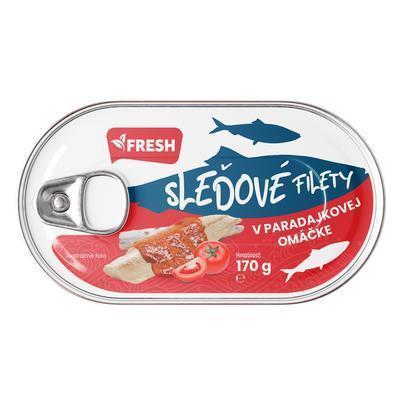 SLEĎ FILETY V PARADAJKOVEJ OMÁČKE 170g EO FRESH