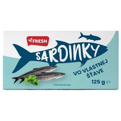 SARDINKY VO VLASTNEJ ŠŤAVE 125g / PP 90g FRESH